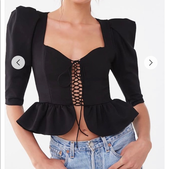 lace up ruffle top